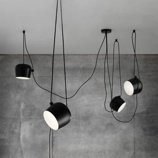 Modern Metal Pendant Light Kit With Adjustable Cord - 3/4 Heads In Black/White 4 / Black