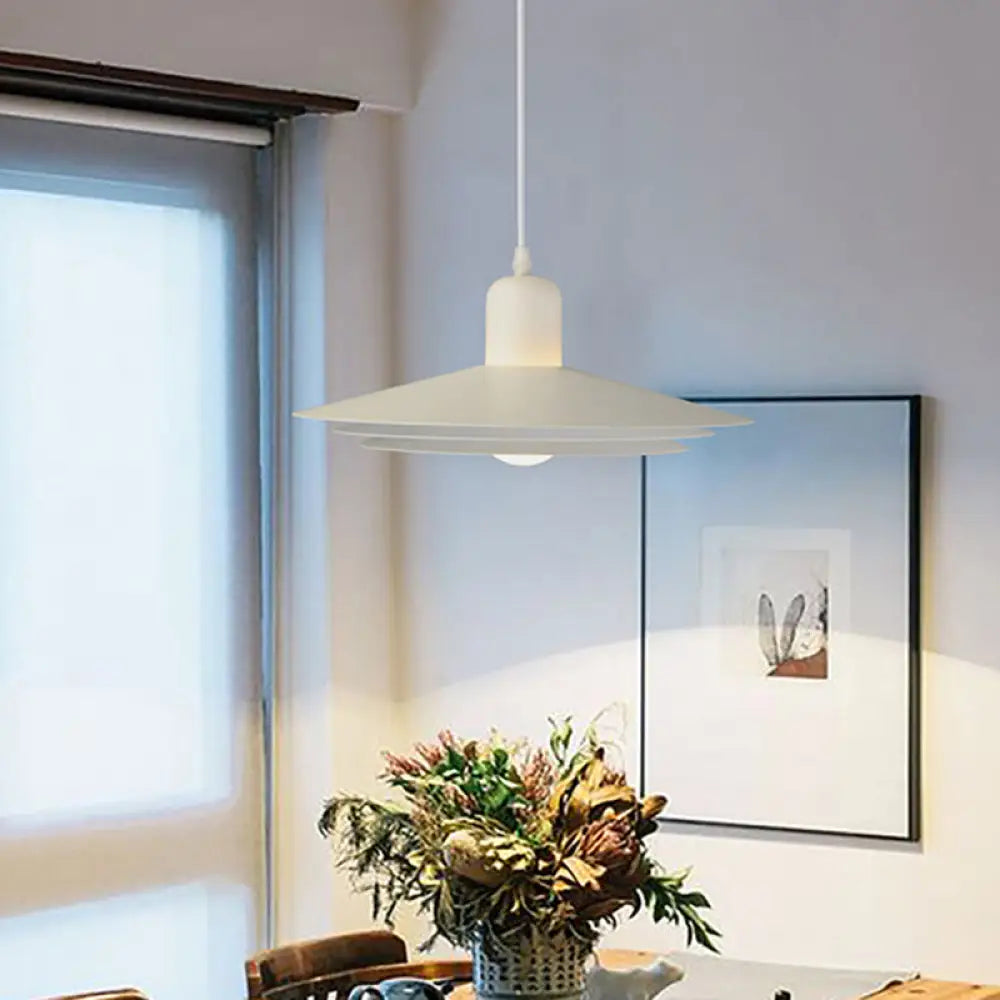 Modern Metal Pendant Light - Single Bulb White For Dining Room