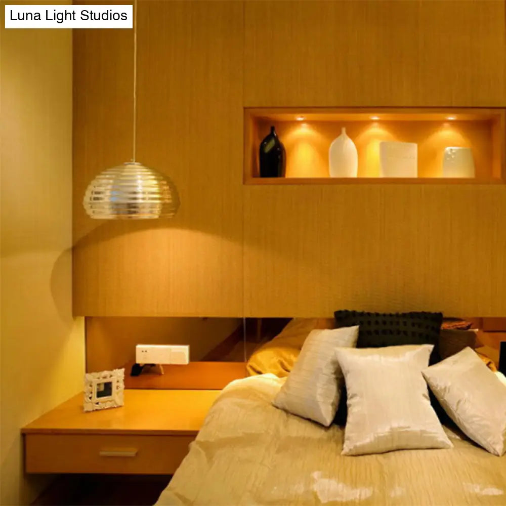 Modern Metal Pendant Light: Sleek Chrome Down-Lighting For Bedroom