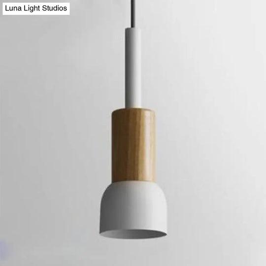 Modern Metal Pendant Light With White/Yellow/Green Dome/Cone/Barrel Shade White / Barrel