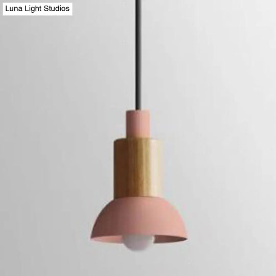 Modern Metal Pendant Light With White/Yellow/Green Dome/Cone/Barrel Shade Pink / Bowl