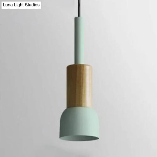 Modern Metal Pendant Light With White/Yellow/Green Dome/Cone/Barrel Shade Green / Barrel