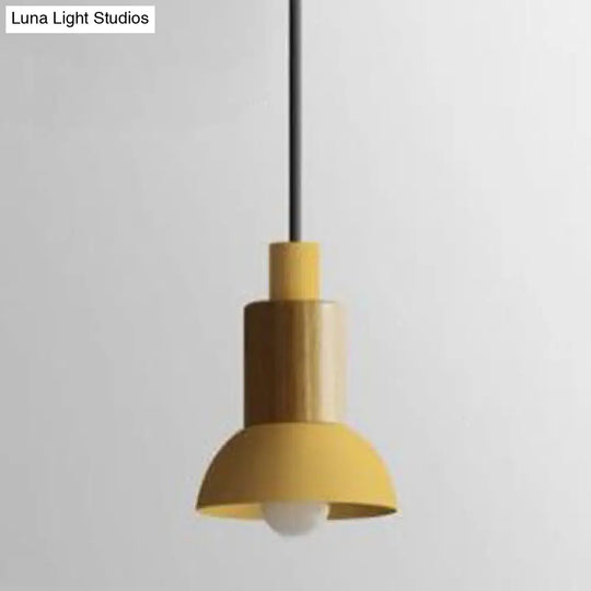 Modern Metal Pendant Light With White/Yellow/Green Dome/Cone/Barrel Shade Yellow / Bowl