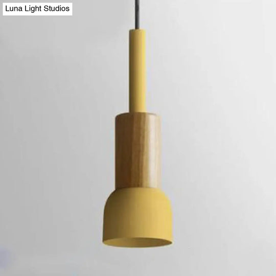 Modern Metal Pendant Light With White/Yellow/Green Dome/Cone/Barrel Shade Yellow / Barrel