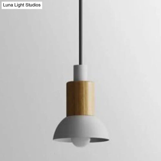 Modern Metal Pendant Light With White/Yellow/Green Dome/Cone/Barrel Shade White / Bowl