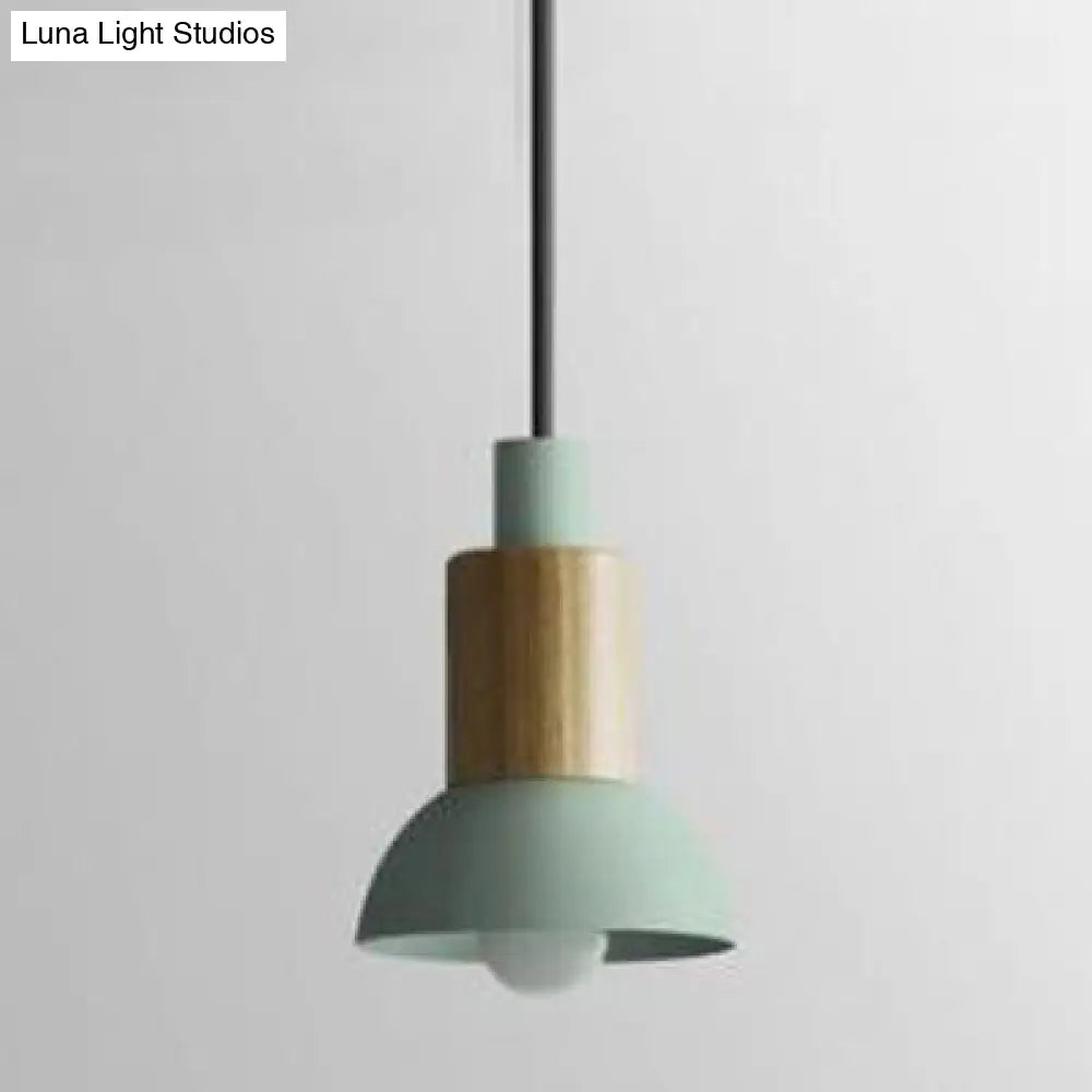 Modern Metal Pendant Light With White/Yellow/Green Dome/Cone/Barrel Shade Green / Bowl