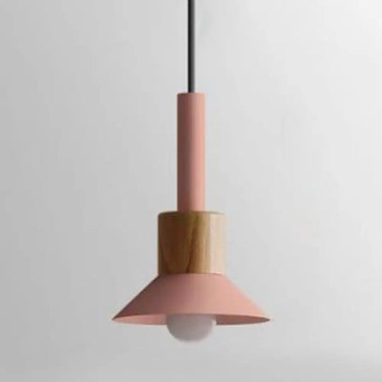 Modern Metal Pendant Light With 1 And Multiple Color Options Pink / Cone