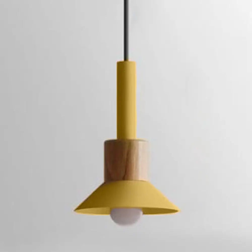 Modern Metal Pendant Light With 1 And Multiple Color Options Yellow / Cone