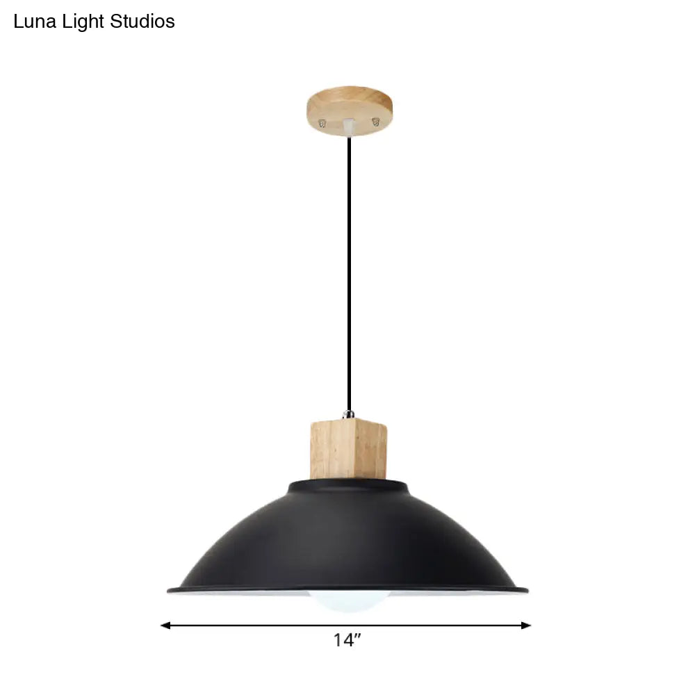 Modern Metal Pendant Light With Black Bowl Shade For Dining Room