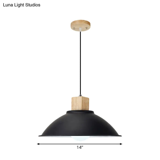 Modern Black Metal Bowl Shade Pendant Lamp - 1 Light Dining Room Hanging