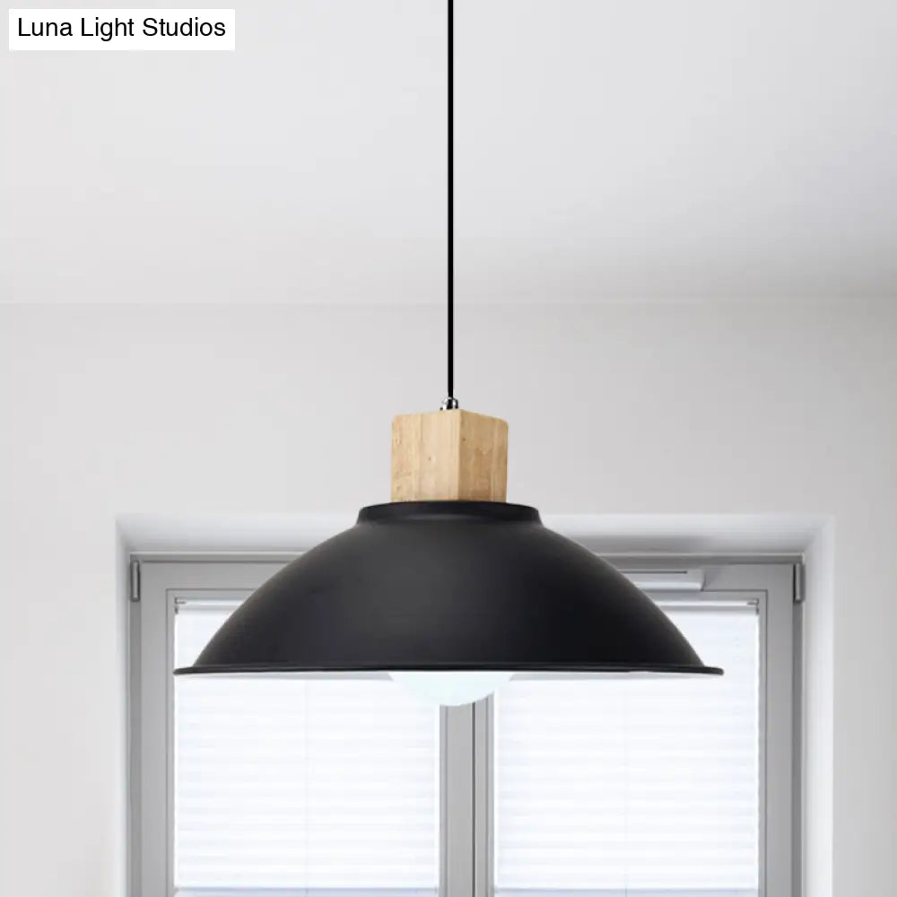Modern Metal Pendant Light With Black Bowl Shade For Dining Room