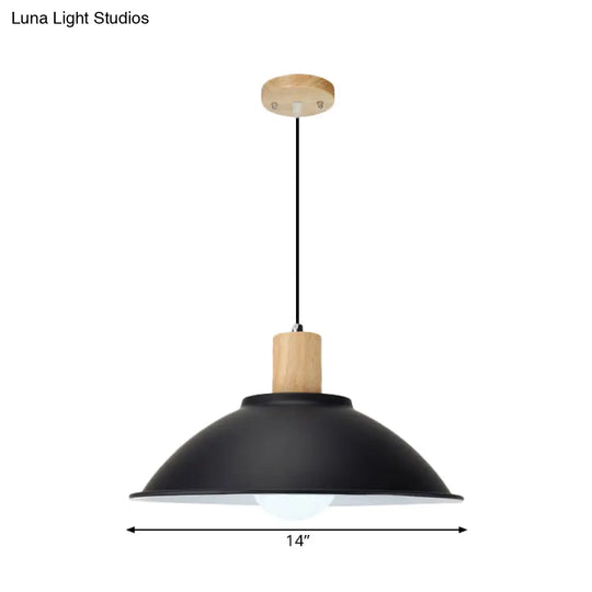 Modern Metal Pendant Light With Black Bowl Shade For Dining Room