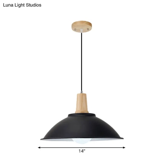 Modern Metal Pendant Light With Black Bowl Shade For Dining Room