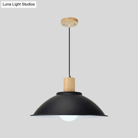 Modern Metal Pendant Light With Black Bowl Shade For Dining Room