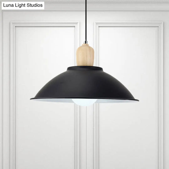 Modern Black Metal Bowl Shade Pendant Lamp - 1 Light Dining Room Hanging / C