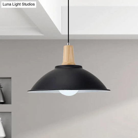 Modern Metal Pendant Light With Black Bowl Shade For Dining Room