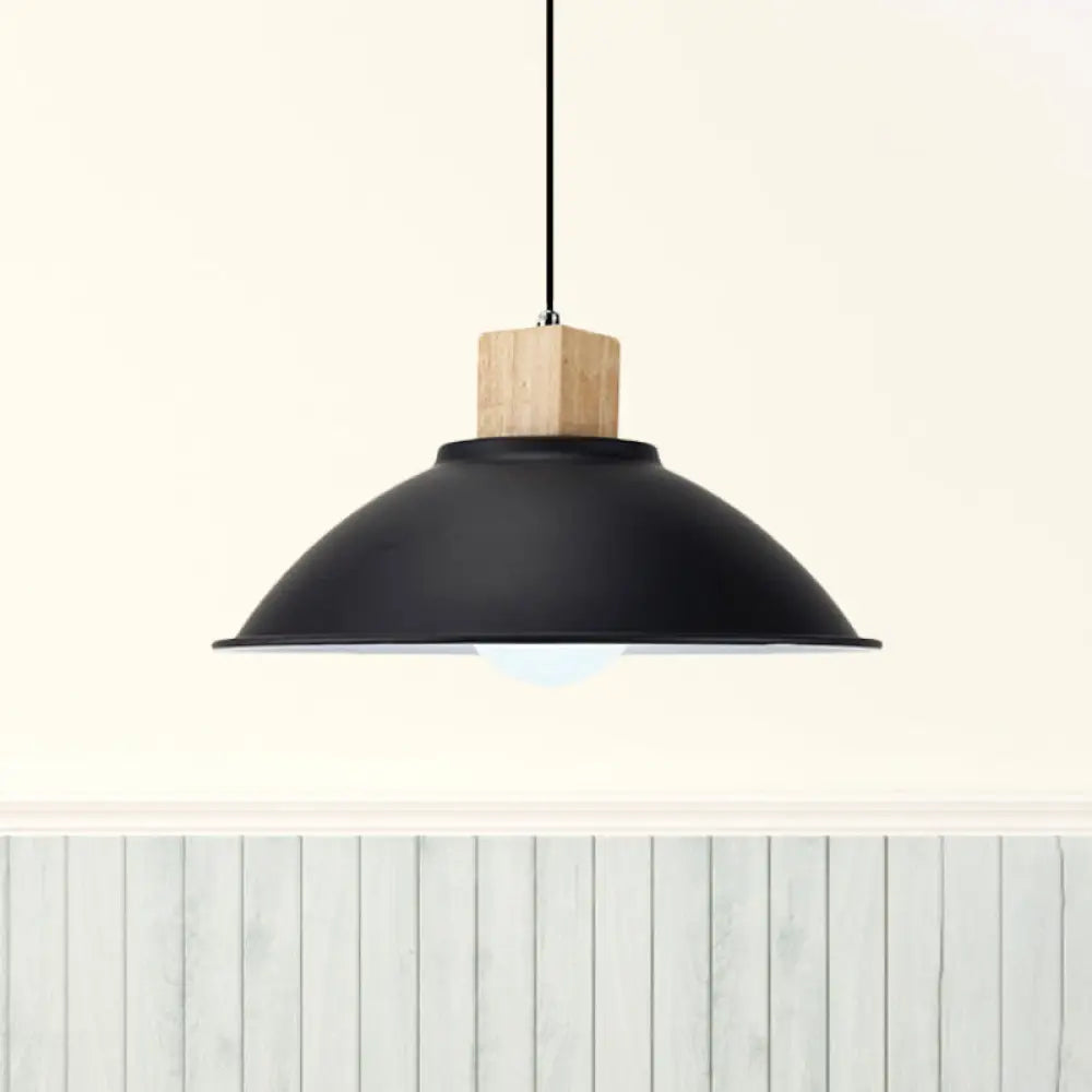 Modern Metal Pendant Light With Black Bowl Shade For Dining Room / A