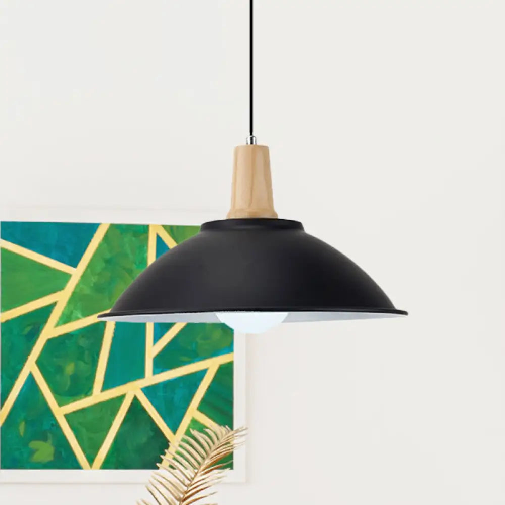 Modern Metal Pendant Light With Black Bowl Shade For Dining Room / B