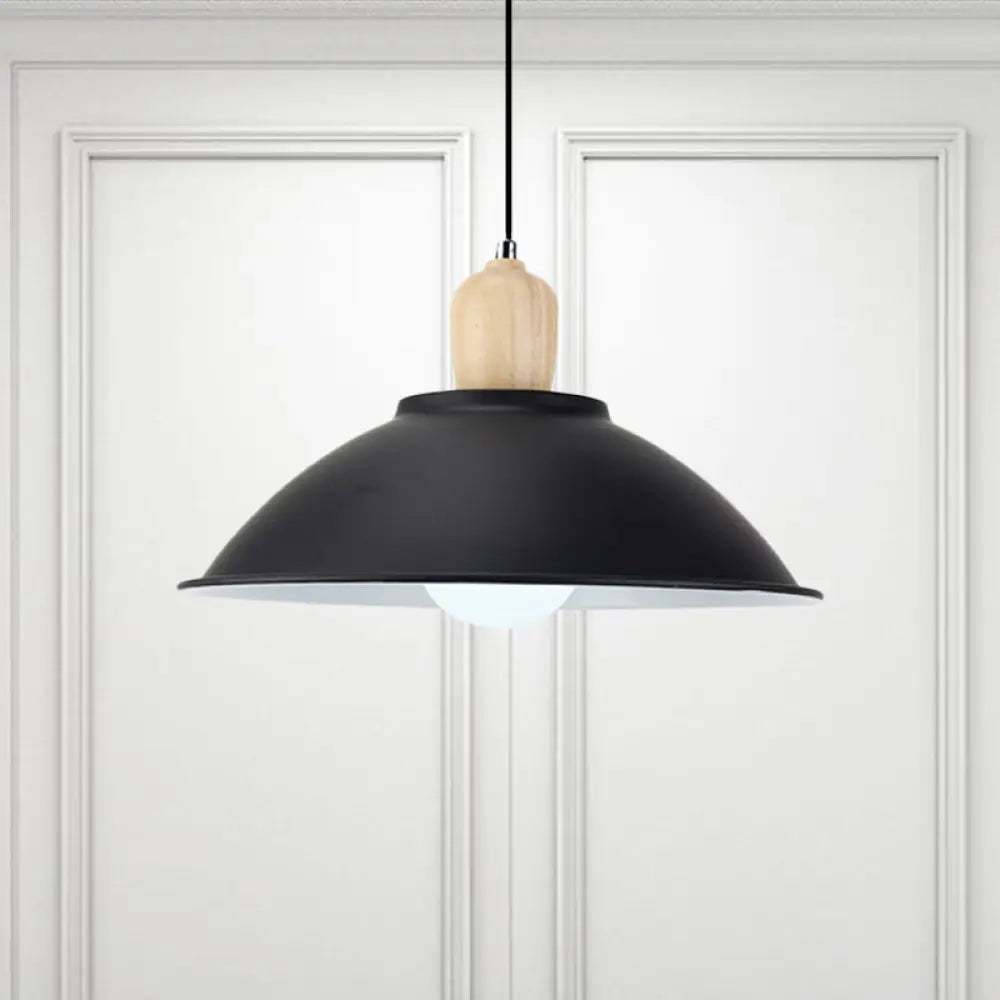 Modern Metal Pendant Light With Black Bowl Shade For Dining Room / C