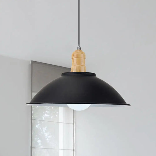 Modern Metal Pendant Light With Black Bowl Shade For Dining Room / D