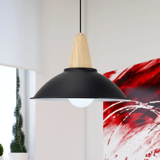 Modern Metal Pendant Light With Black Bowl Shade For Dining Room / G