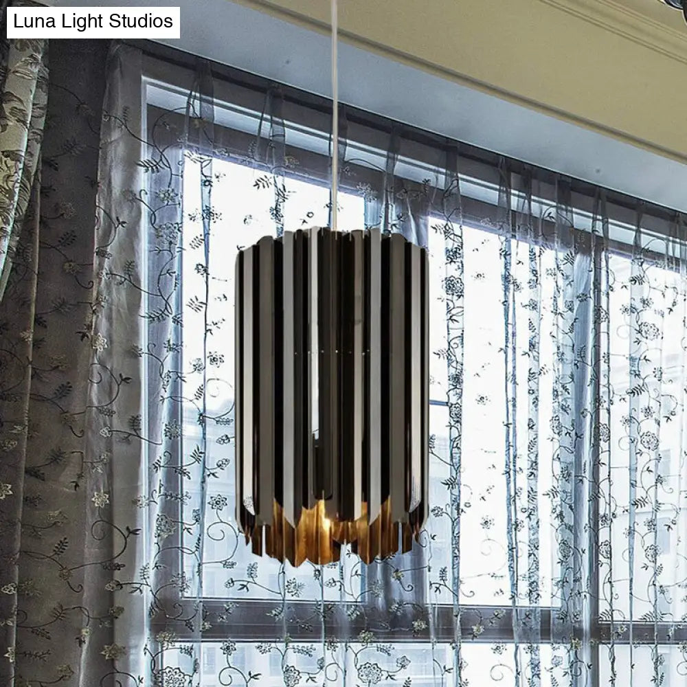 Contemporary 1-Light Pendant Ceiling Lamp With Sleek Metal Shade Black/Chrome/Gold Finish