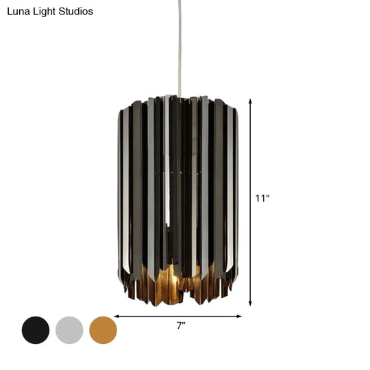 Modern Metal Pendant Light With Black/Chrome/Gold Finish - 1-Light Cylindrical Hanging Lamp