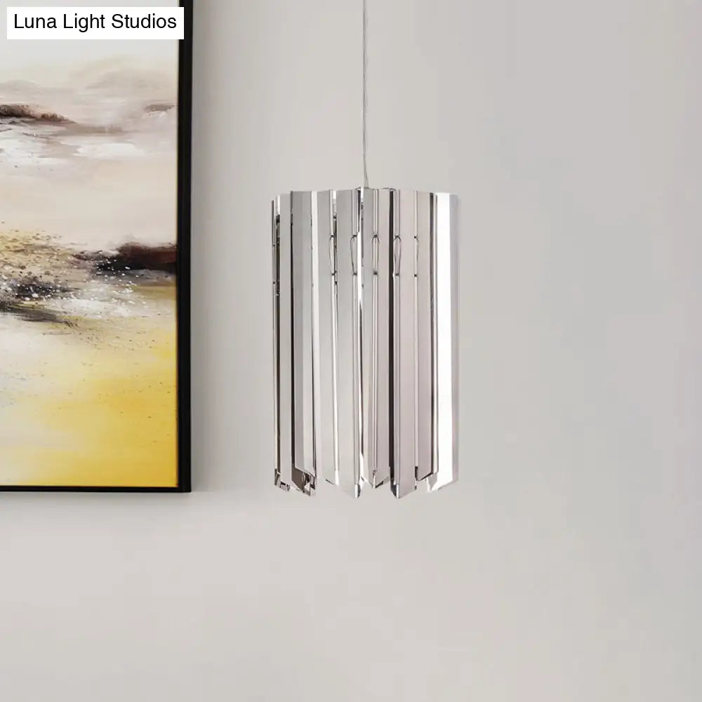 Modern Metal Pendant Light With Black/Chrome/Gold Finish - 1-Light Cylindrical Hanging Lamp