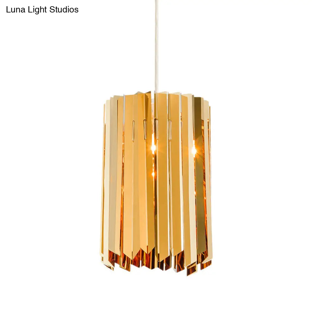 Contemporary 1-Light Pendant Ceiling Lamp With Sleek Metal Shade Black/Chrome/Gold Finish