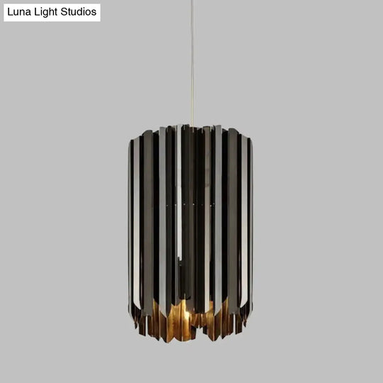 Contemporary 1-Light Pendant Ceiling Lamp With Sleek Metal Shade Black/Chrome/Gold Finish