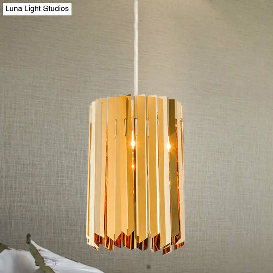 Contemporary 1-Light Pendant Ceiling Lamp With Sleek Metal Shade Black/Chrome/Gold Finish