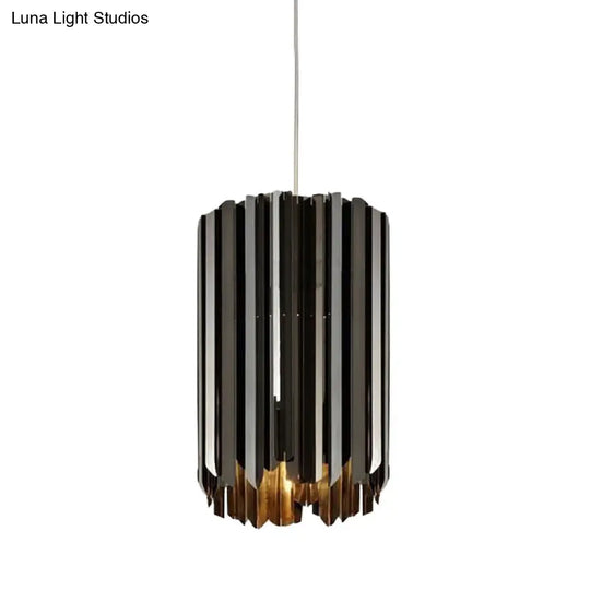 Contemporary 1-Light Pendant Ceiling Lamp With Sleek Metal Shade Black/Chrome/Gold Finish