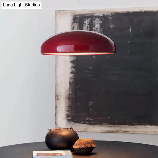 Modern Metal Pendant Light With Bowl Shade - Contemporary 1-Light Suspension For Dining Room Red /