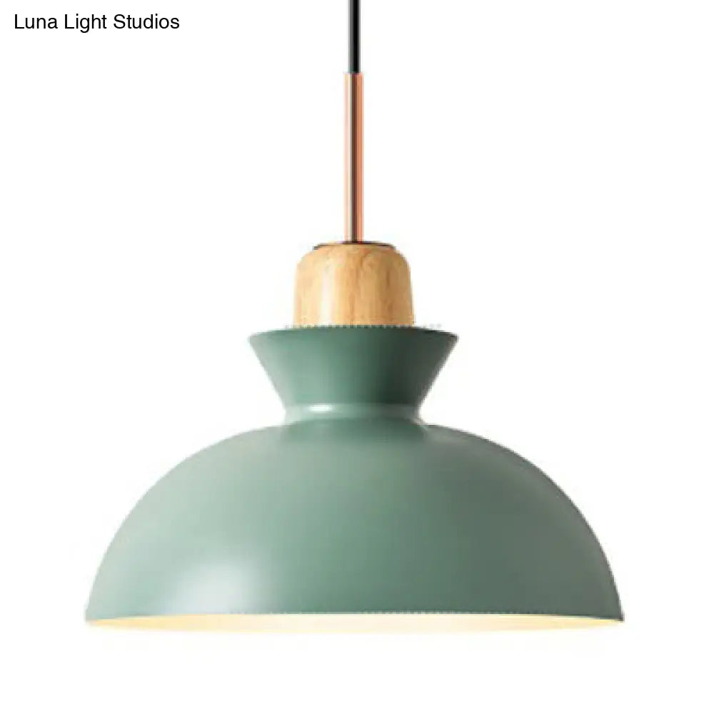 Modern Metal Pendant Light With Pink/Yellow/Green Bowl Shade - Ideal For Dining Tables Green