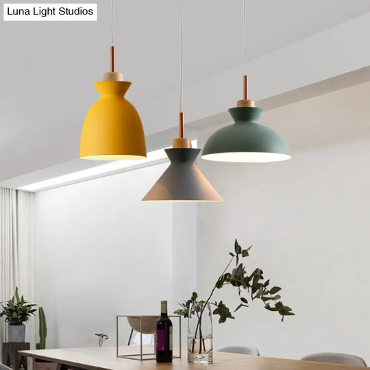 Modern Metal Pendant Light With Colorful Bowl Shade For Dining Table