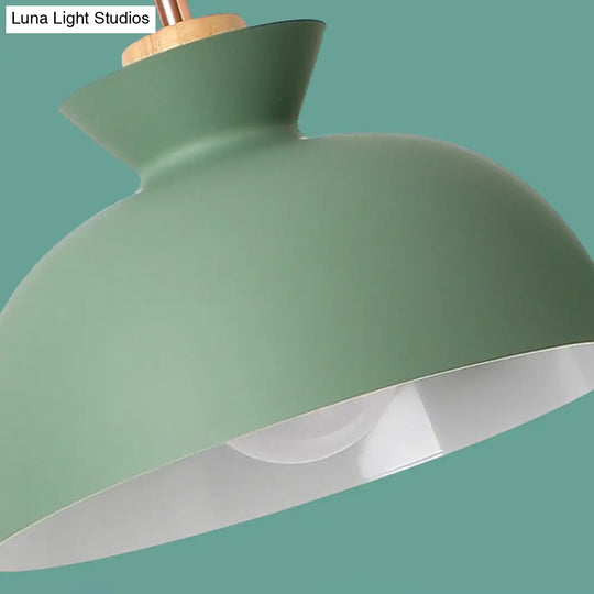 Modern Metal Pendant Light With Pink/Yellow/Green Bowl Shade - Ideal For Dining Tables