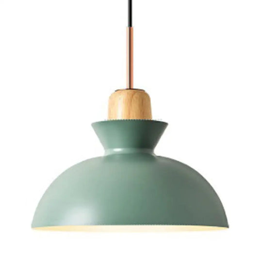 Modern Metal Pendant Light With Colorful Bowl Shade For Dining Table Green