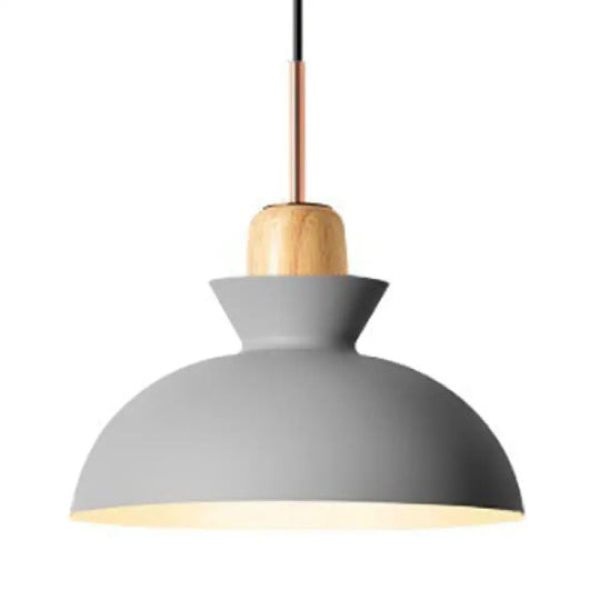 Modern Metal Pendant Light With Colorful Bowl Shade For Dining Table Grey