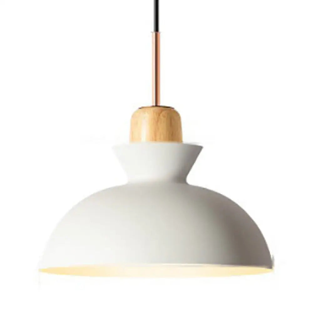 Modern Metal Pendant Light With Colorful Bowl Shade For Dining Table White