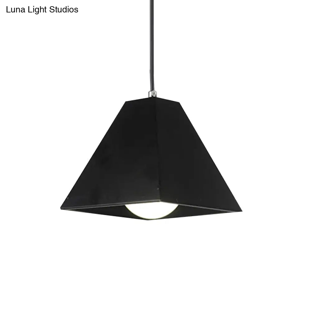 Modern Metal Pyramid Pendant Lamp - Adjustable Cord Black/White 1 Light For Living Room