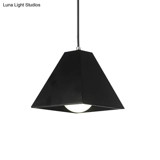 Modern Metal Pyramid Pendant Lamp With Adjustable Cord - 1 Light Black/White Ideal For Living Room