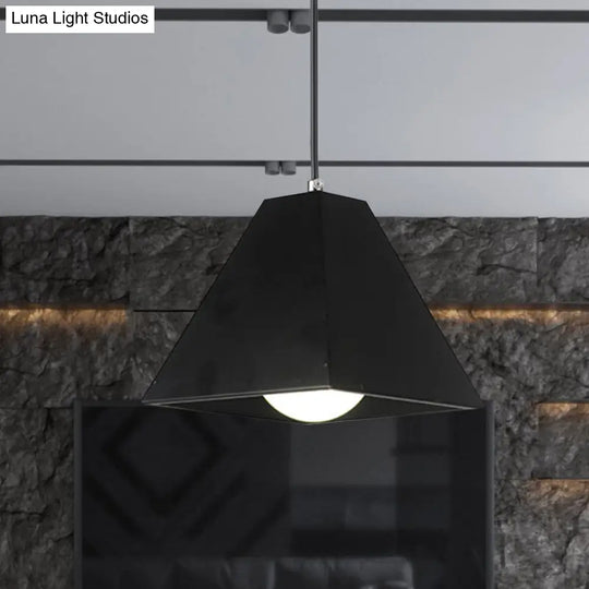 Modern Metal Pyramid Pendant Lamp With Adjustable Cord - 1 Light Black/White Ideal For Living Room