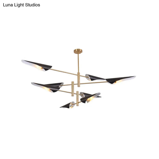 Modern Metal Quill Chandelier: Sleek Living Room Pendant Light With Sputnik Design