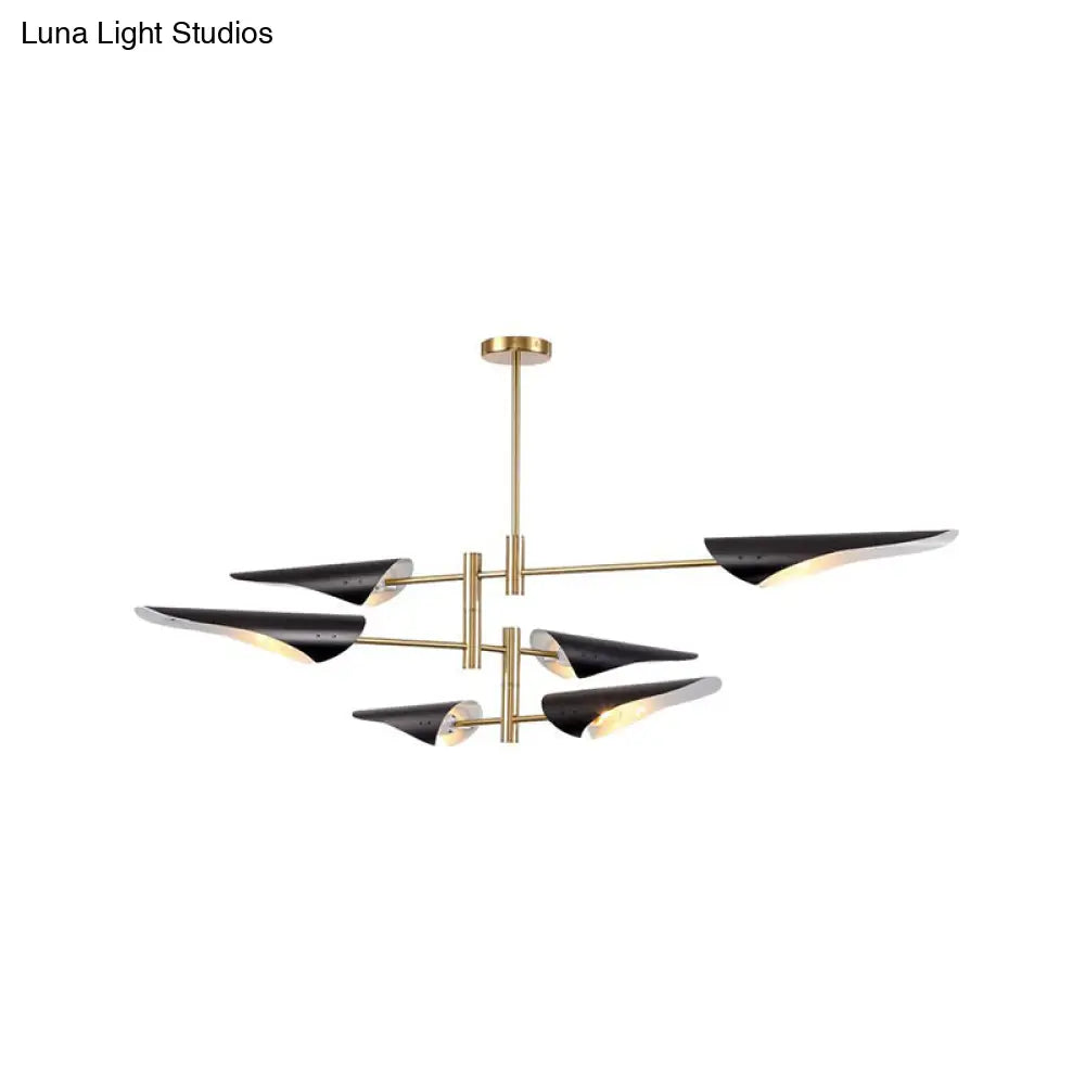 Modern Metal Quill Chandelier Pendant Light With Sputnik Design For Living Room