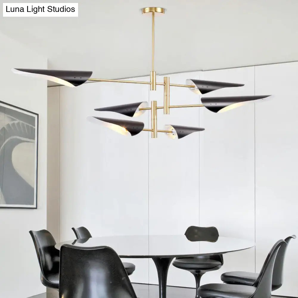 Modern Metal Quill Chandelier Pendant Light With Sputnik Design For Living Room