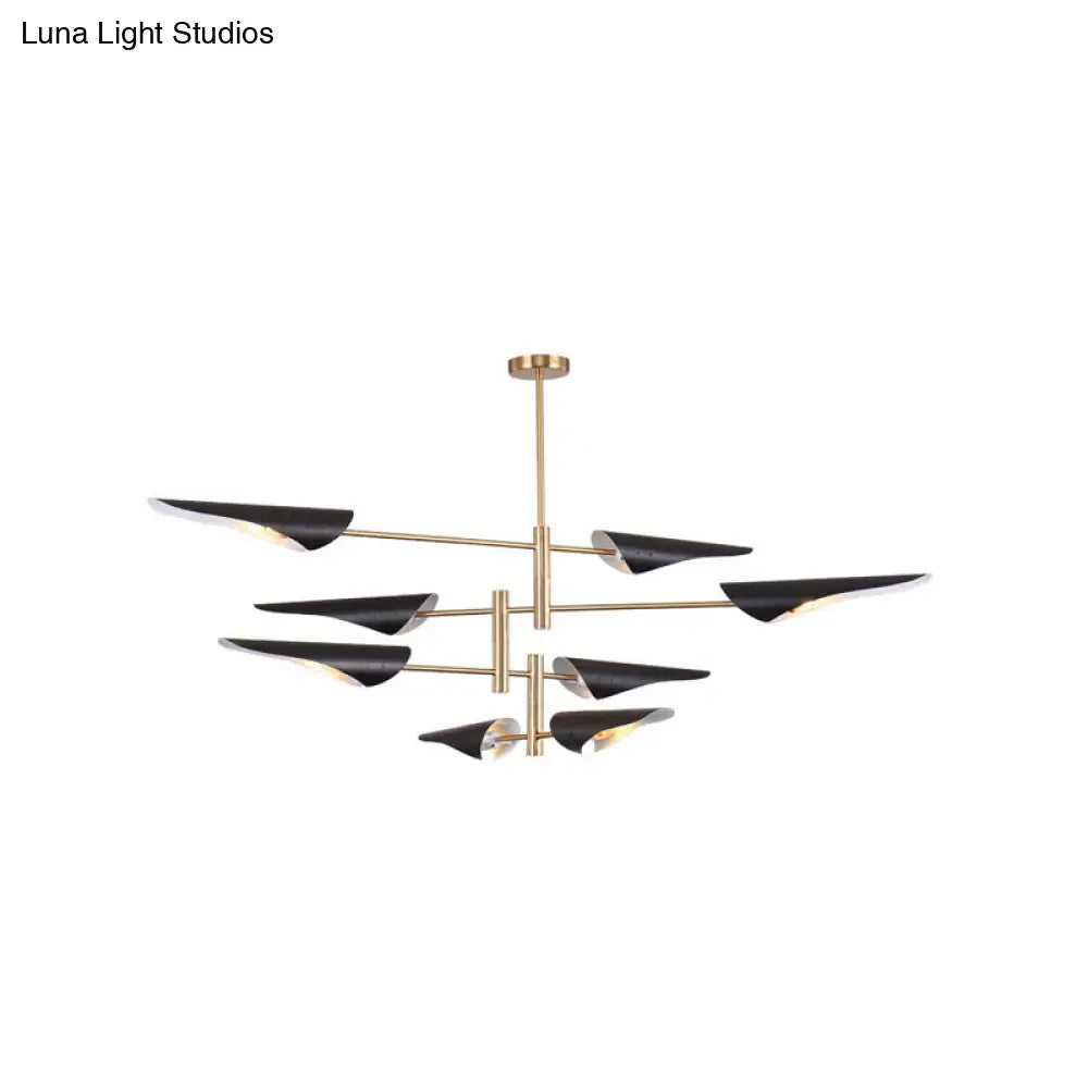 Modern Metal Quill Chandelier: Sleek Living Room Pendant Light With Sputnik Design