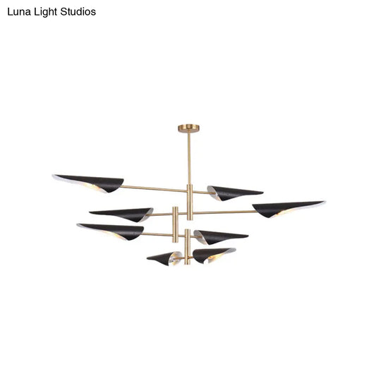 Modern Metal Quill Chandelier: Sleek Living Room Pendant Light With Sputnik Design