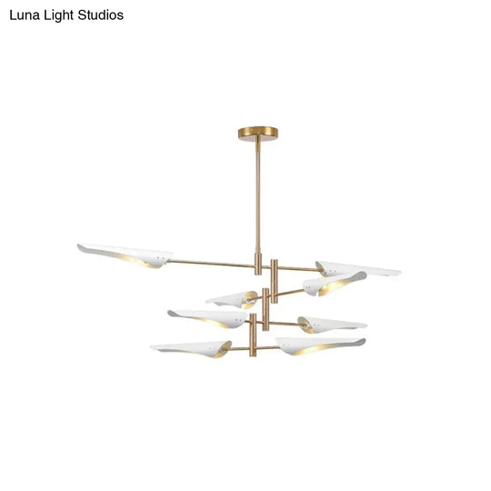 Modern Metal Quill Chandelier: Sleek Living Room Pendant Light With Sputnik Design 8 / White