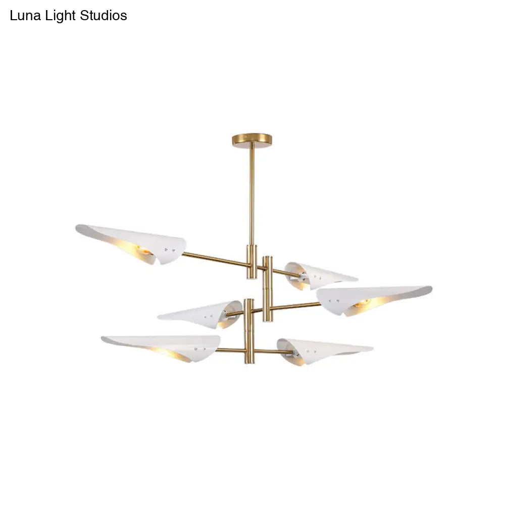 Modern Metal Quill Chandelier: Sleek Living Room Pendant Light With Sputnik Design 6 / White