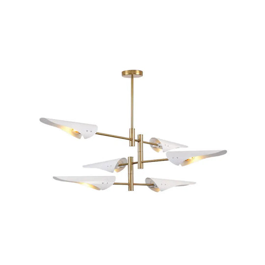 Modern Metal Quill Chandelier Pendant Light With Sputnik Design For Living Room 6 / White